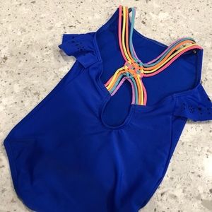 Cat & Jack royal blue swimsuit bathing rainbow 6